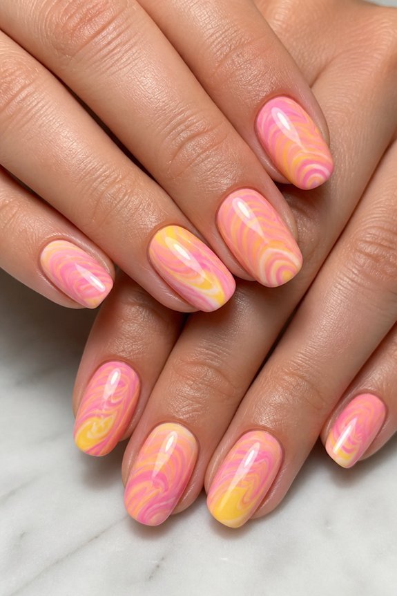 swirled pink and yellow design
