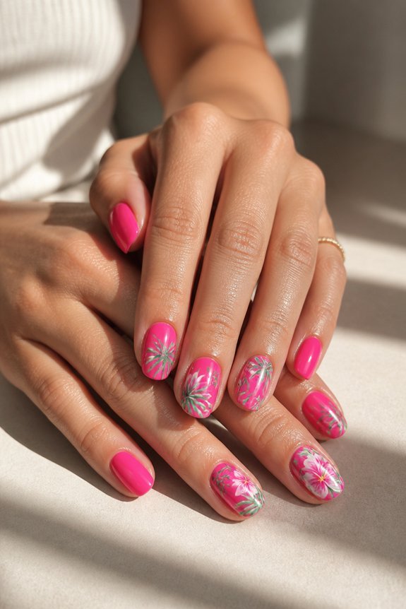 tropical floral nail art