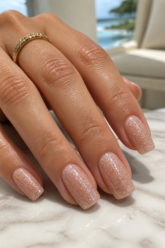vacation nails with sparkle