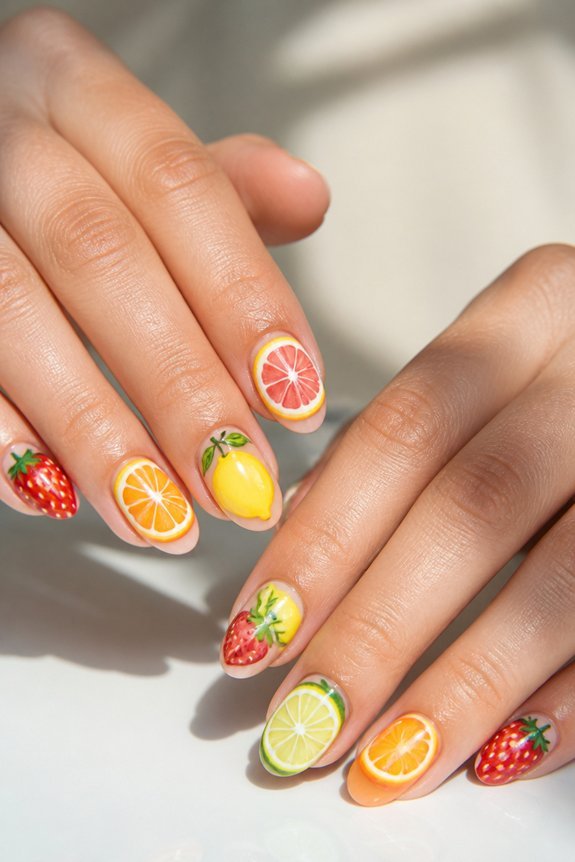 vibrant fruit inspired nail art