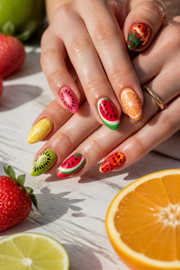 vibrant fruit nail designs