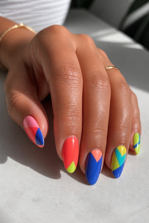 vibrant geometric nail designs
