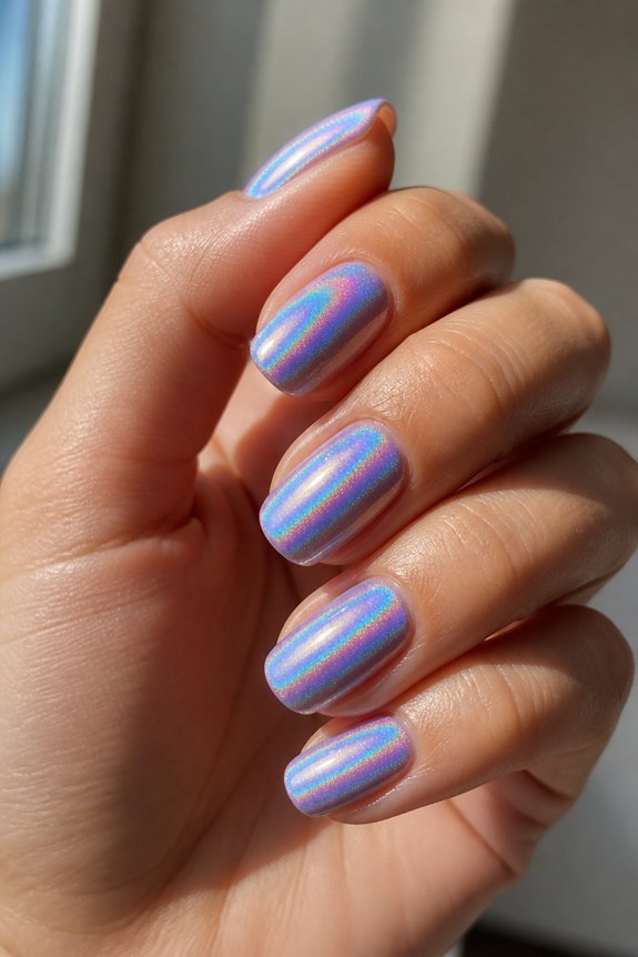 vibrant holographic nail art