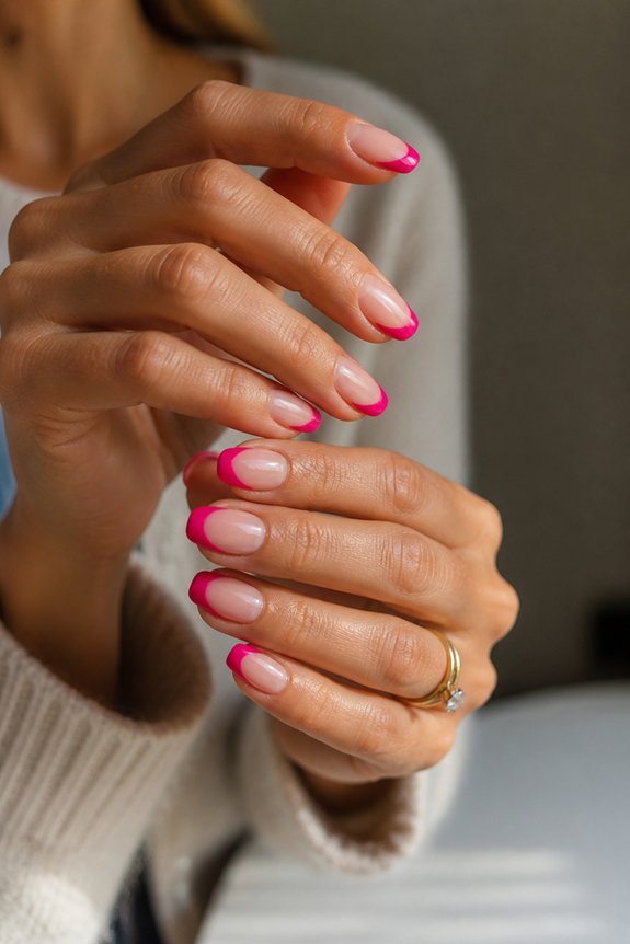 vibrant neon french tips