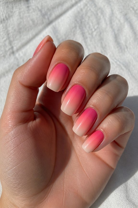 vibrant pink nude ombr