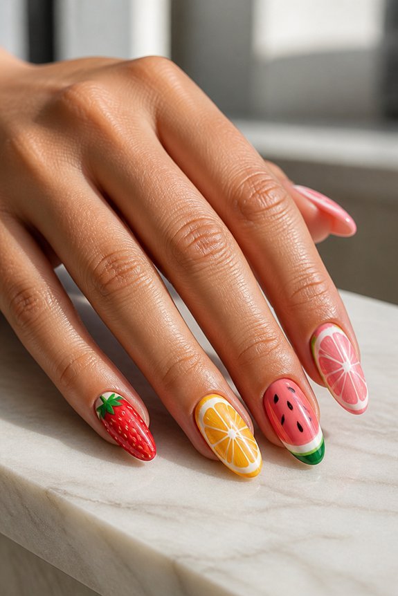 vibrant summer fruity nails