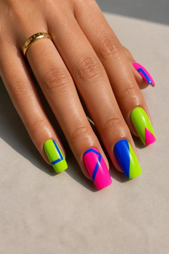 vibrant summer neon nails