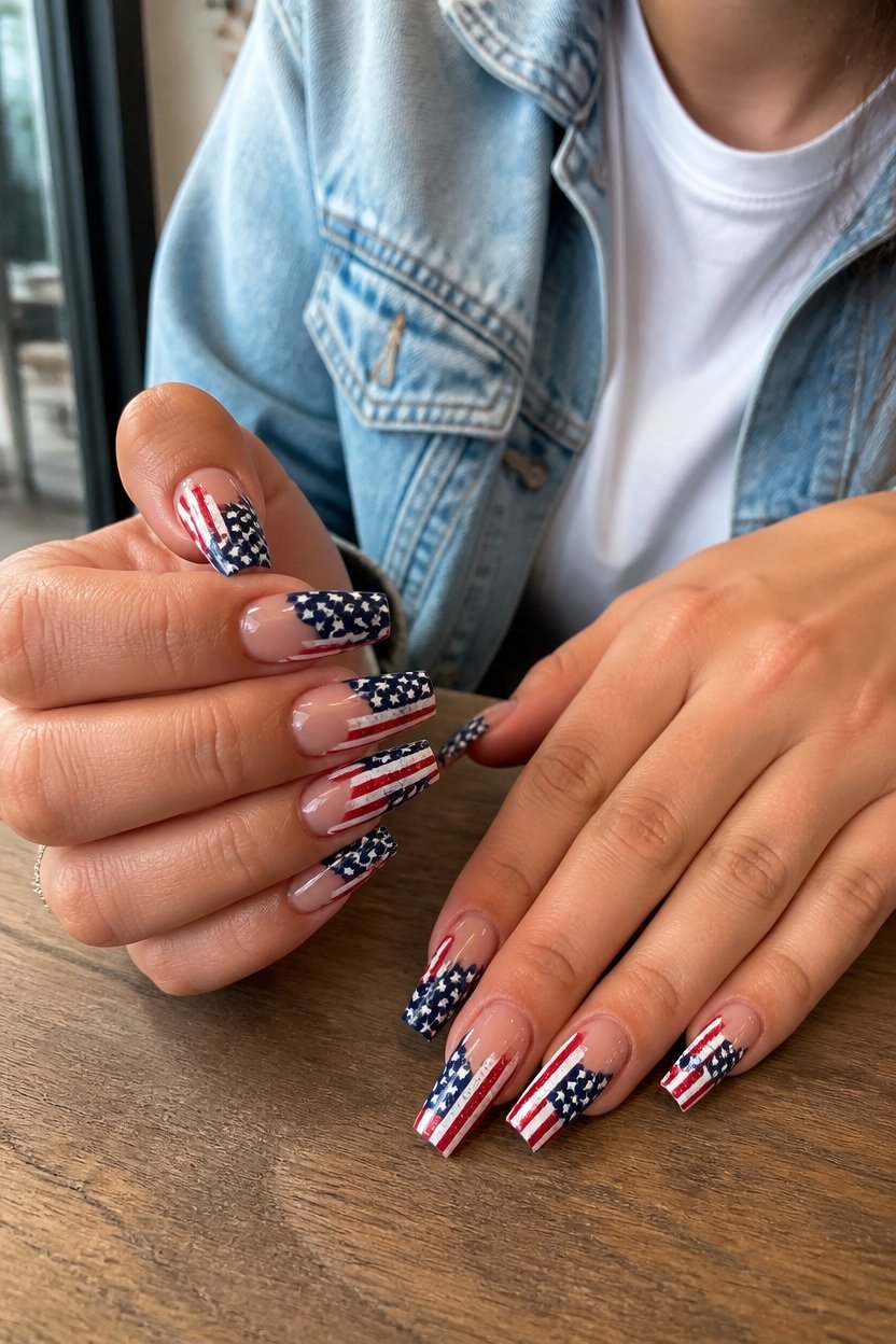 american flag nail art