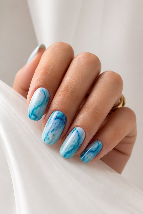 artistic ocean blue nails