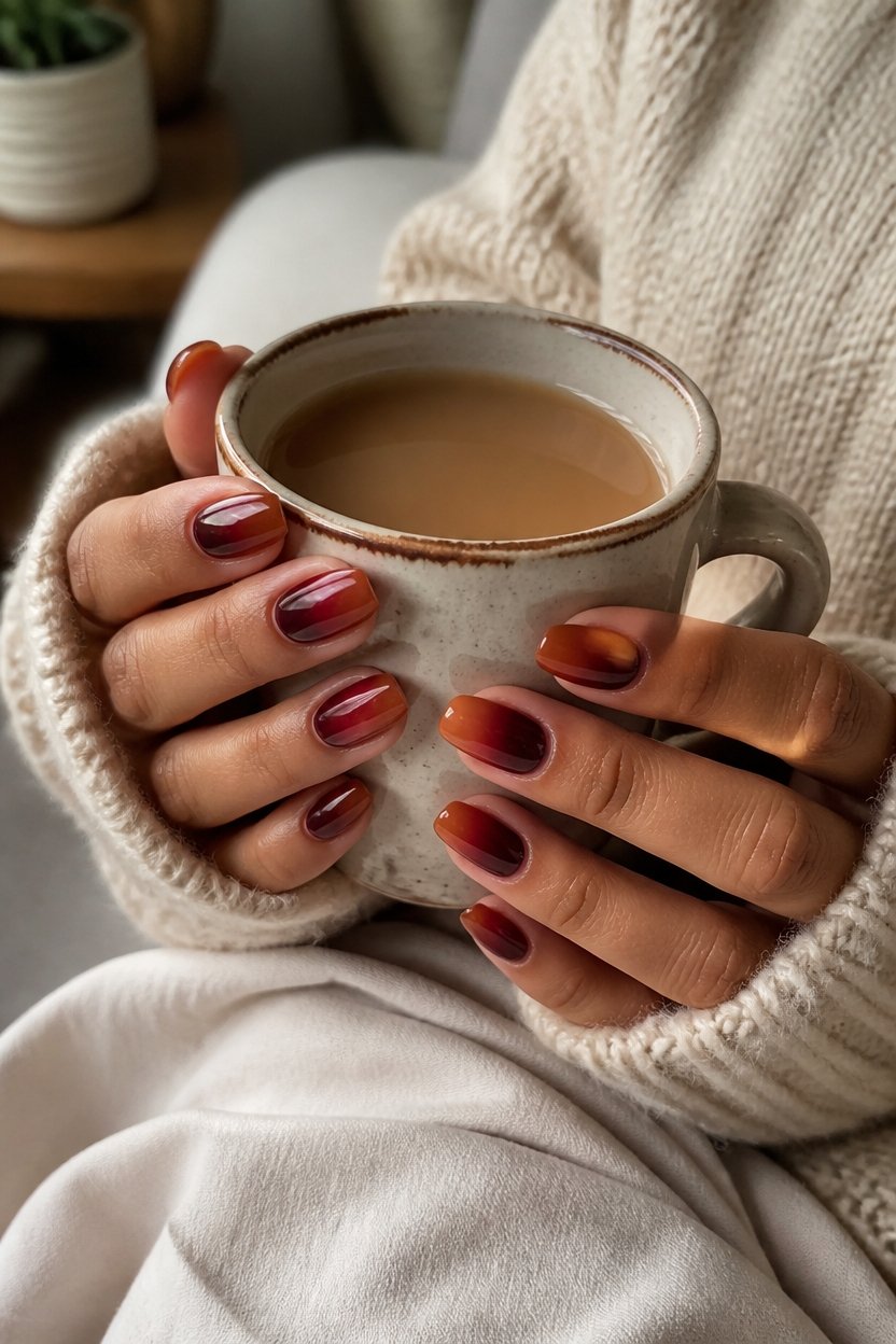 autumn gradient nail art