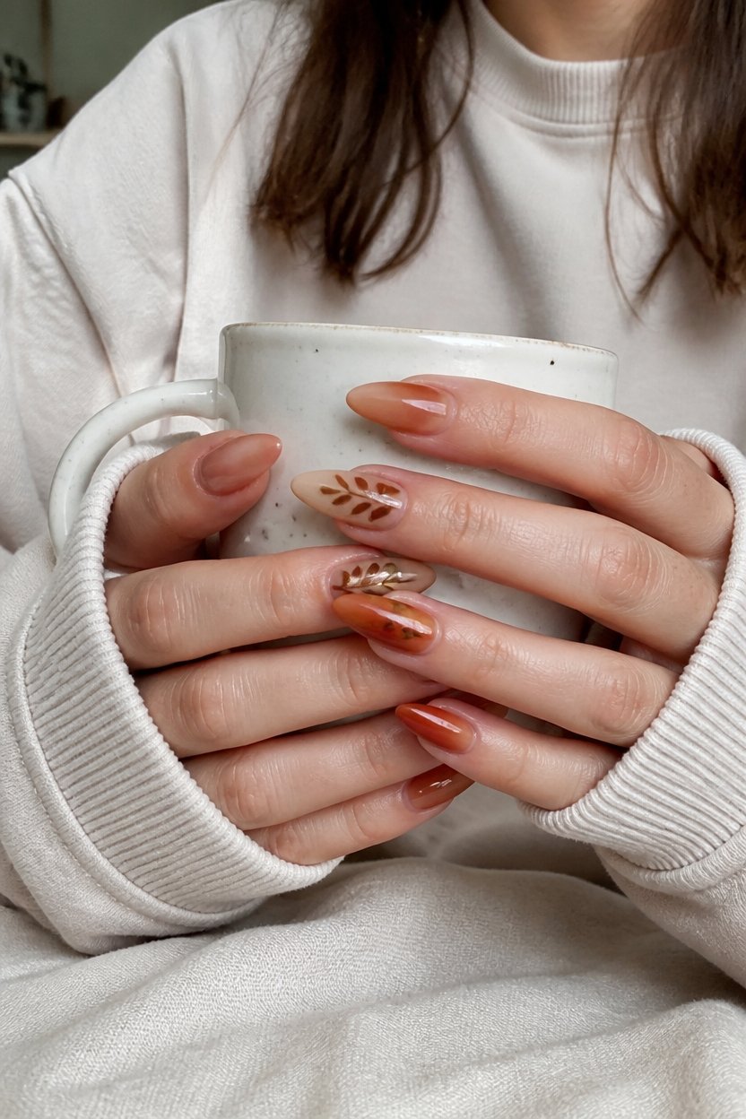 autumn gradient nail design