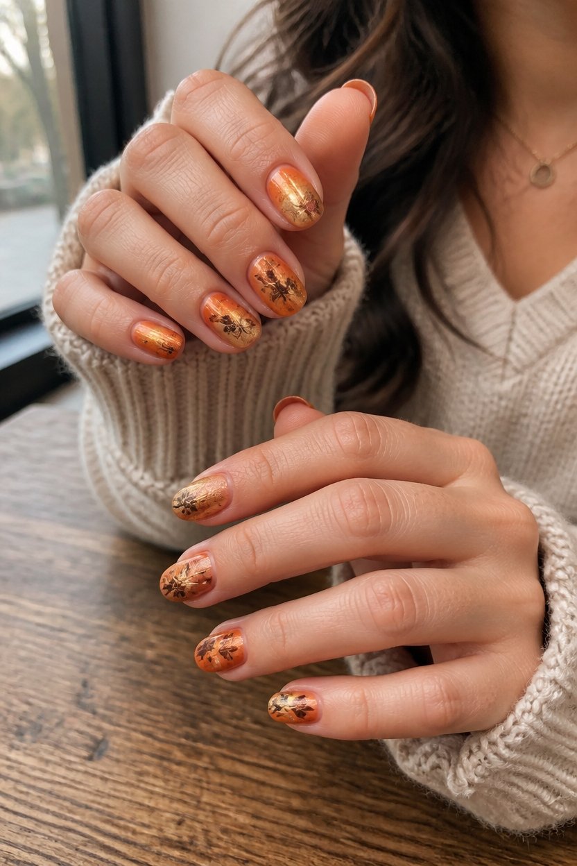 autumn inspired gradient nail art