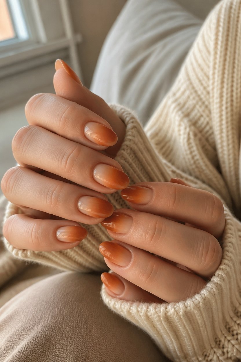 autumn inspired gradient nails