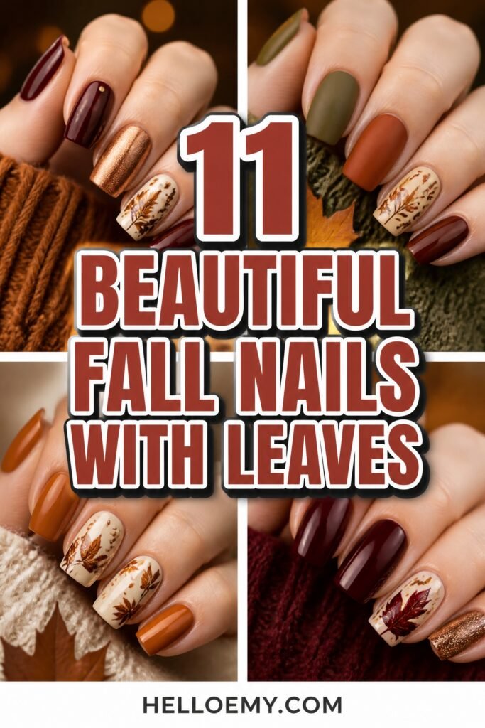 autumn inspired leaf nail designs
