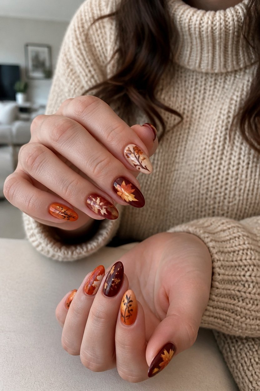 autumn themed nail art
