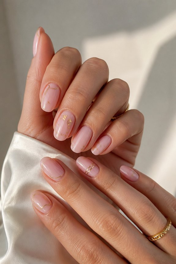 baby pink gold nails