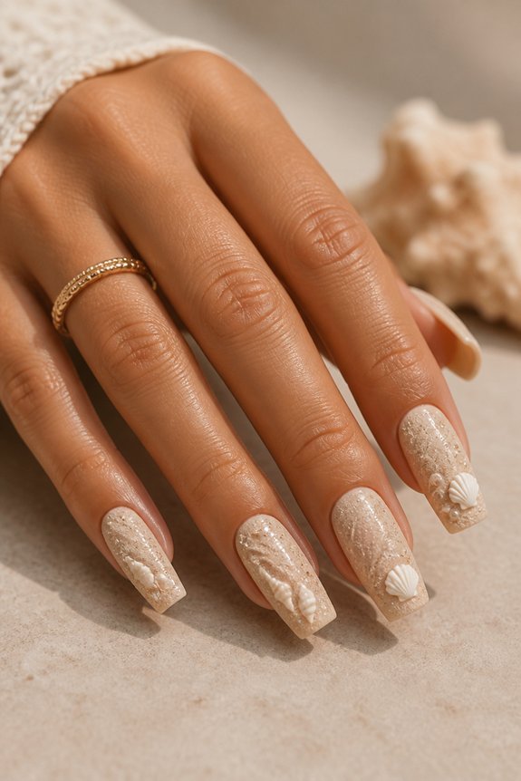 beachy textured nail art