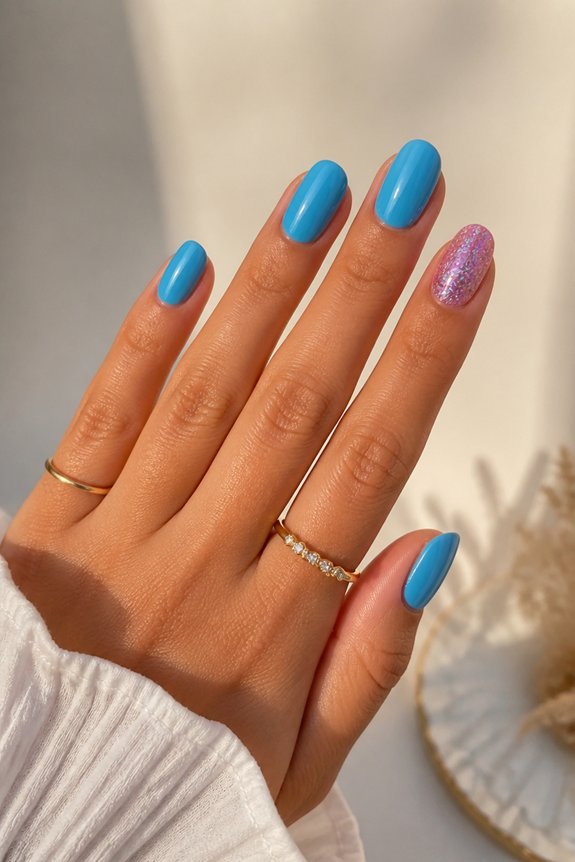 blue base pink sparkle