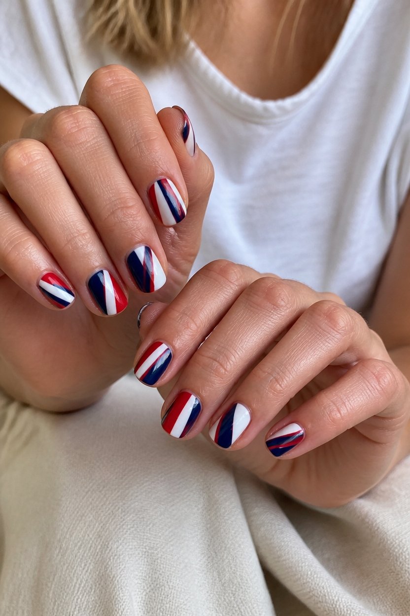 bold geometric patriotic stripes