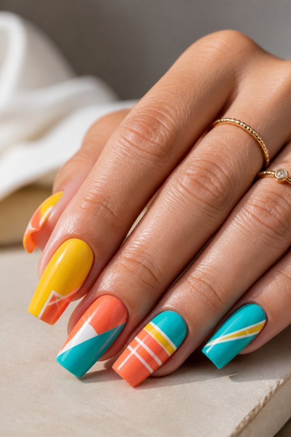 bold geometric summer nails