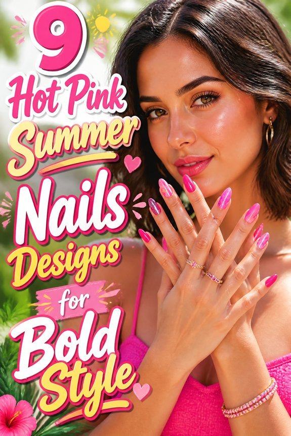 bold hot pink nails