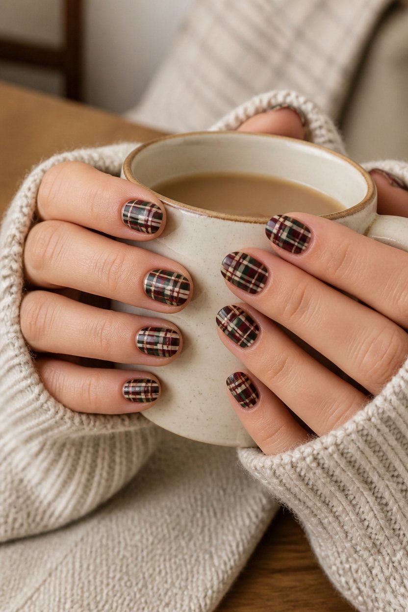 bold plaid manicure design