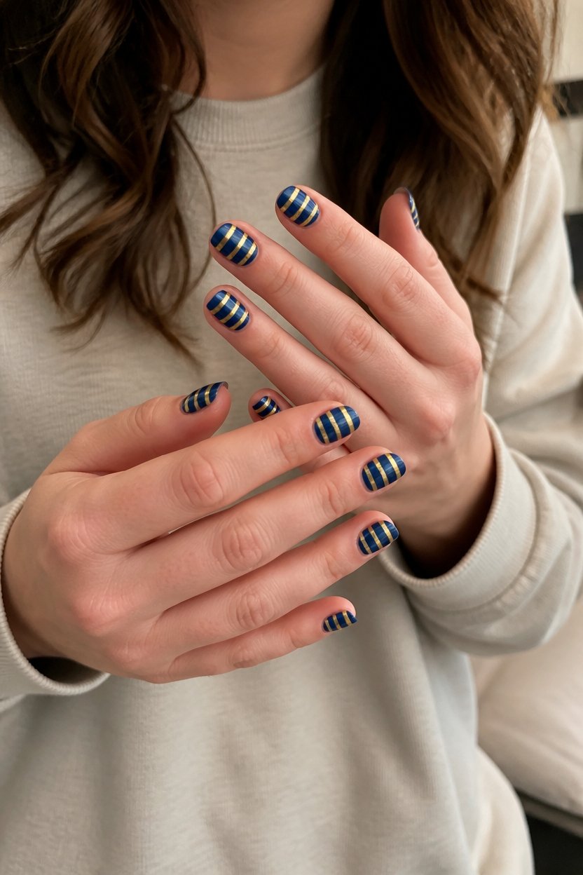 bold striped team nails