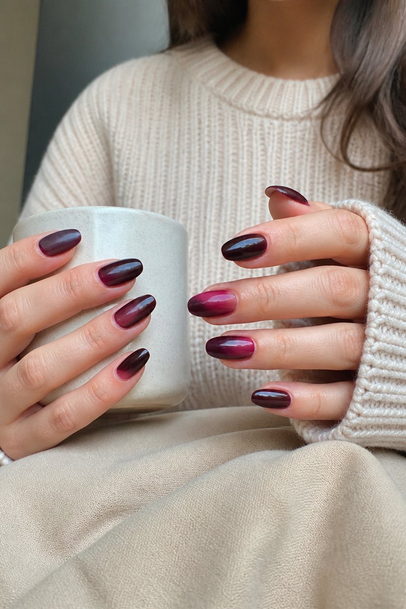 burgundy autumn nail art