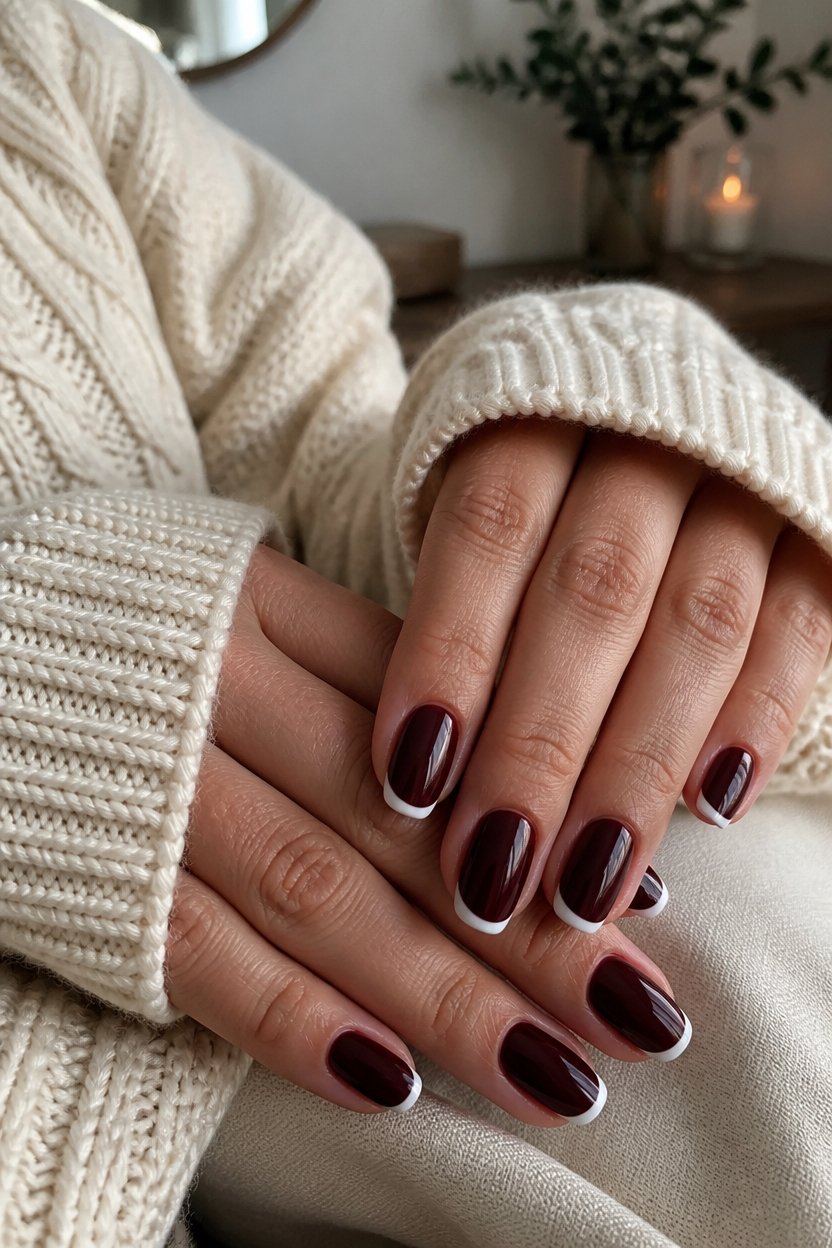burgundy french tip elegance