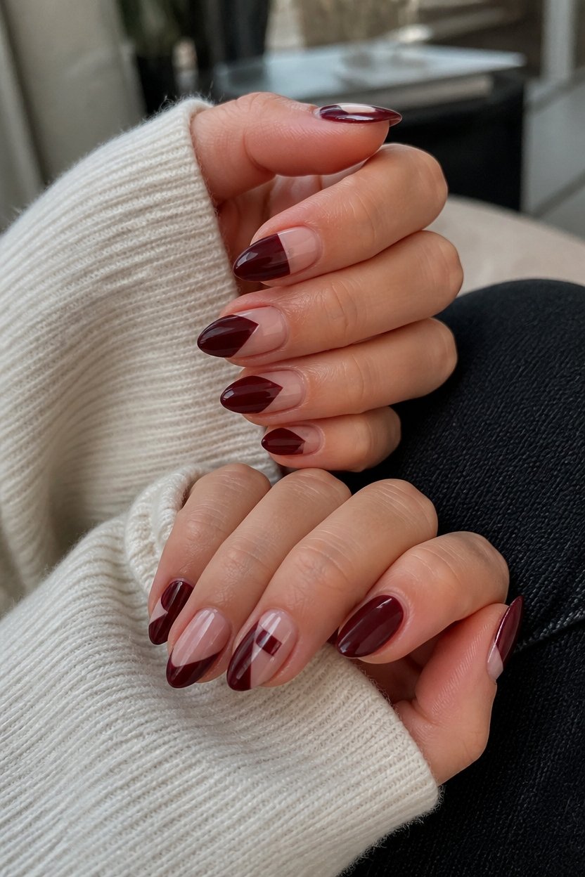 burgundy negative space design