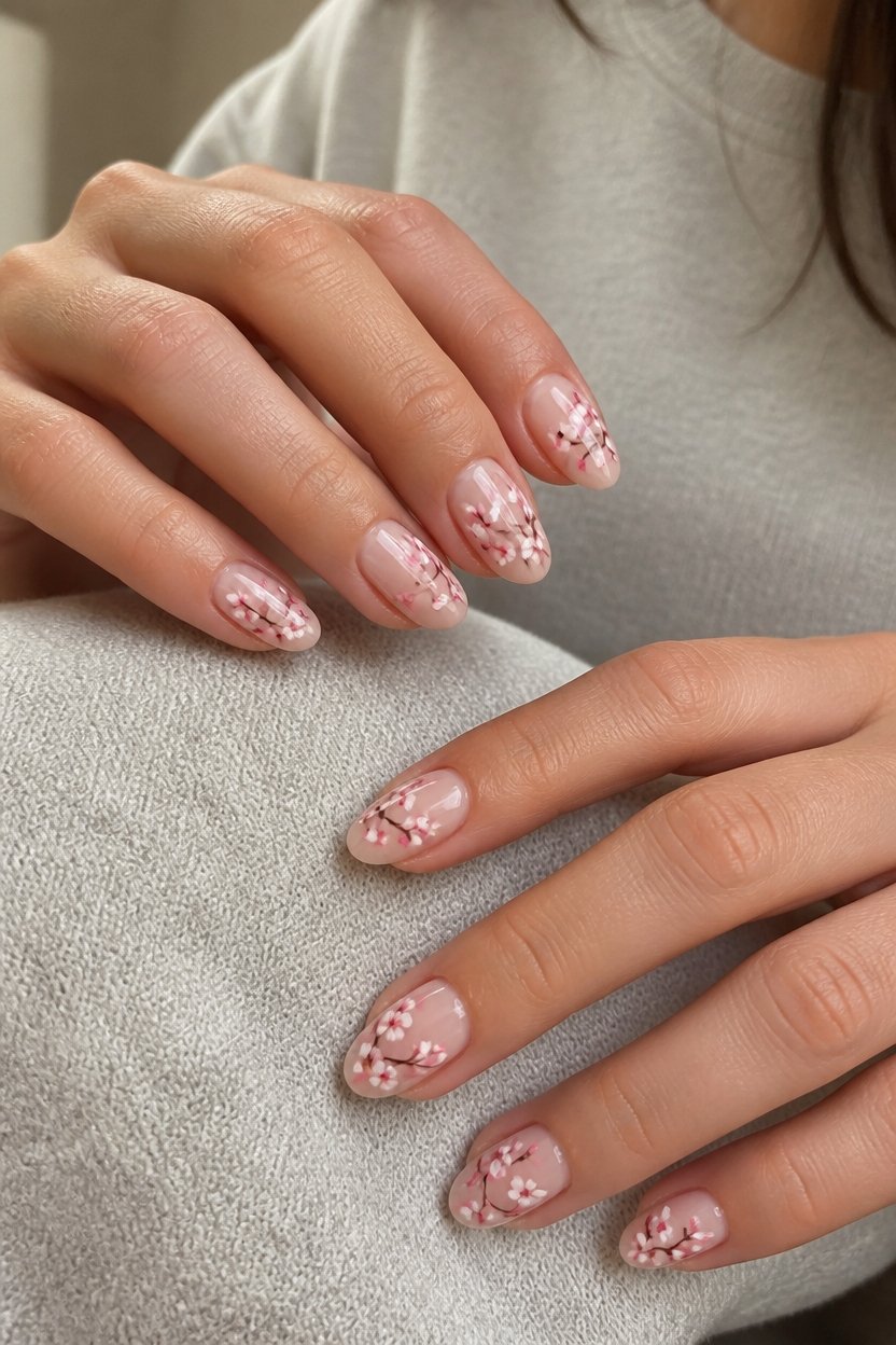 cherry blossom nail art