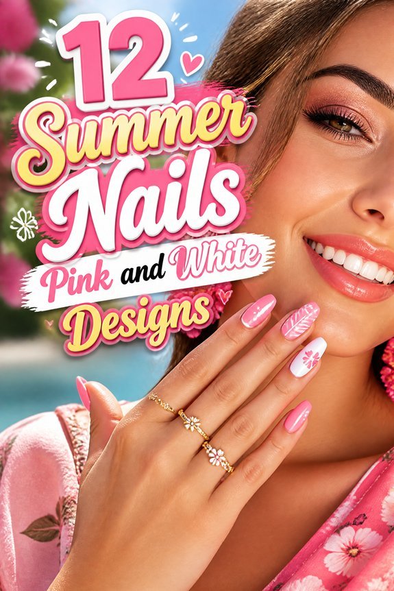 chic pink and white nails