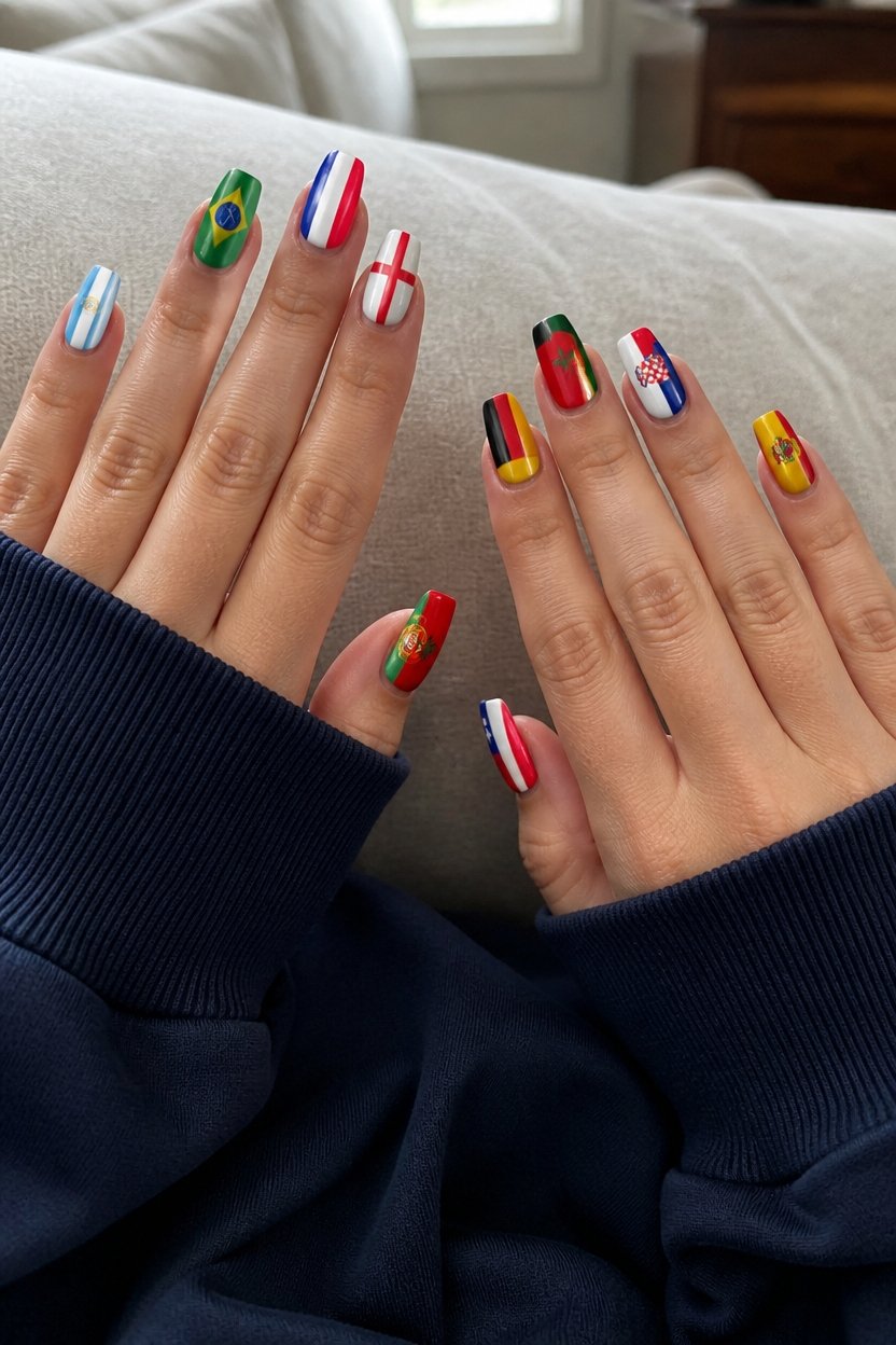 classic flag color nails