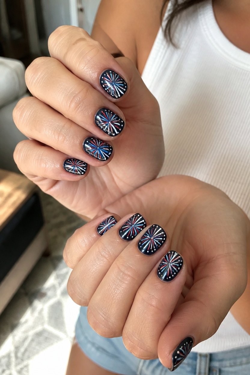 colorful independence day nails