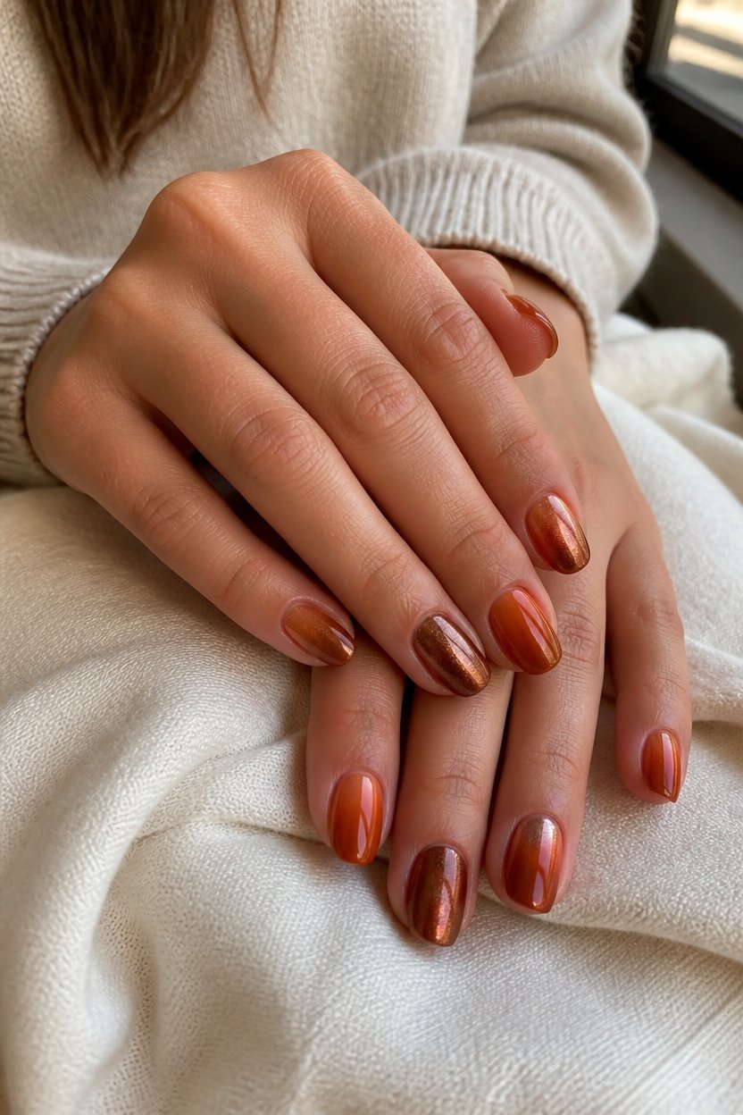 copper accents on orange