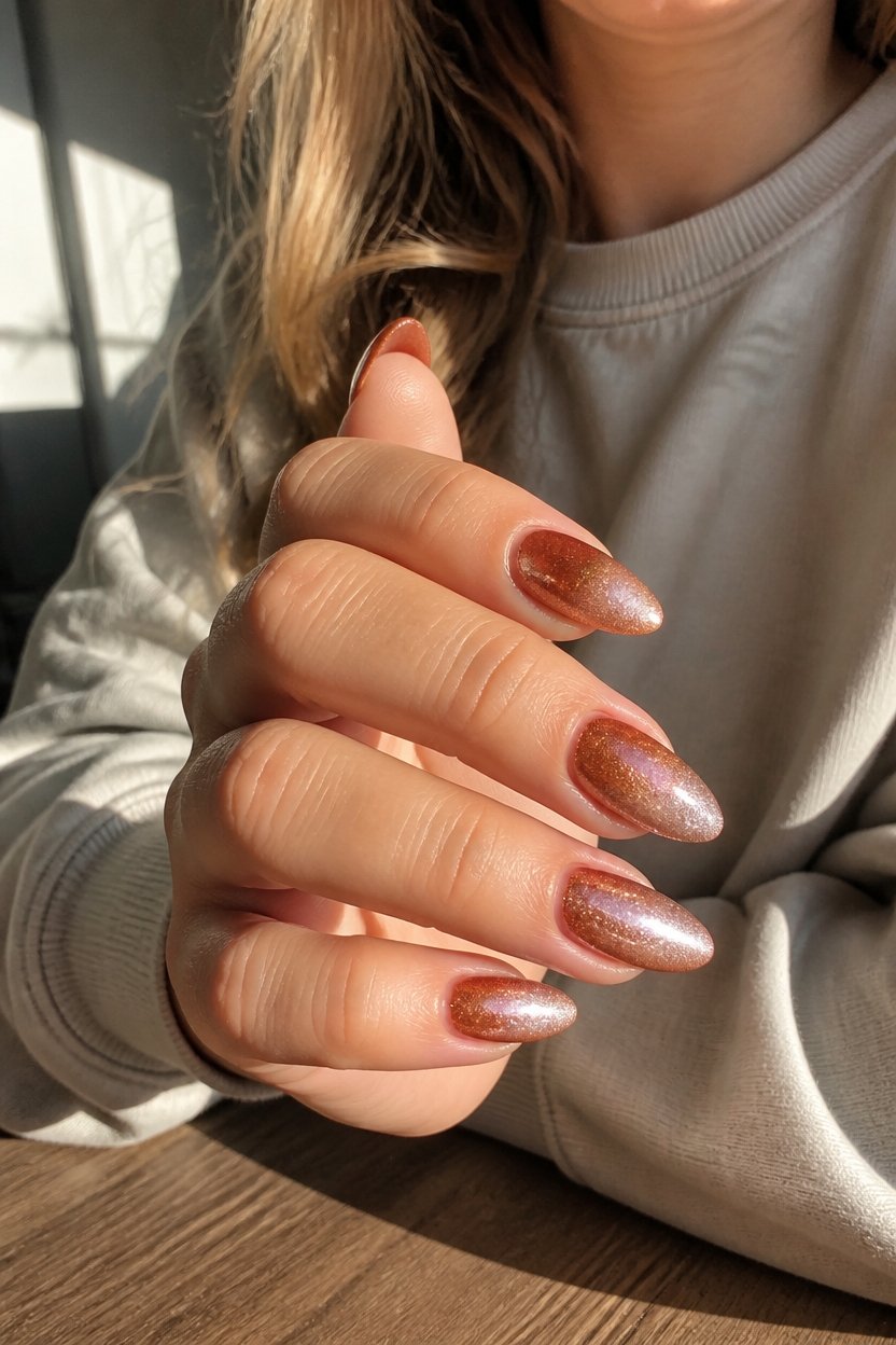 copper rose gold nails