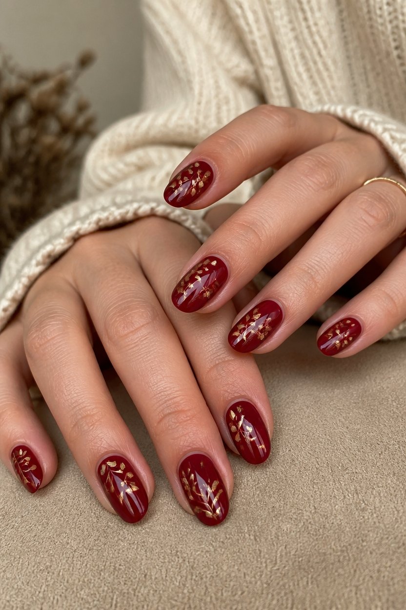 crimson autumn foliage details