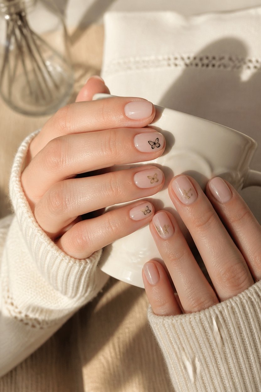 delicate butterfly nail art