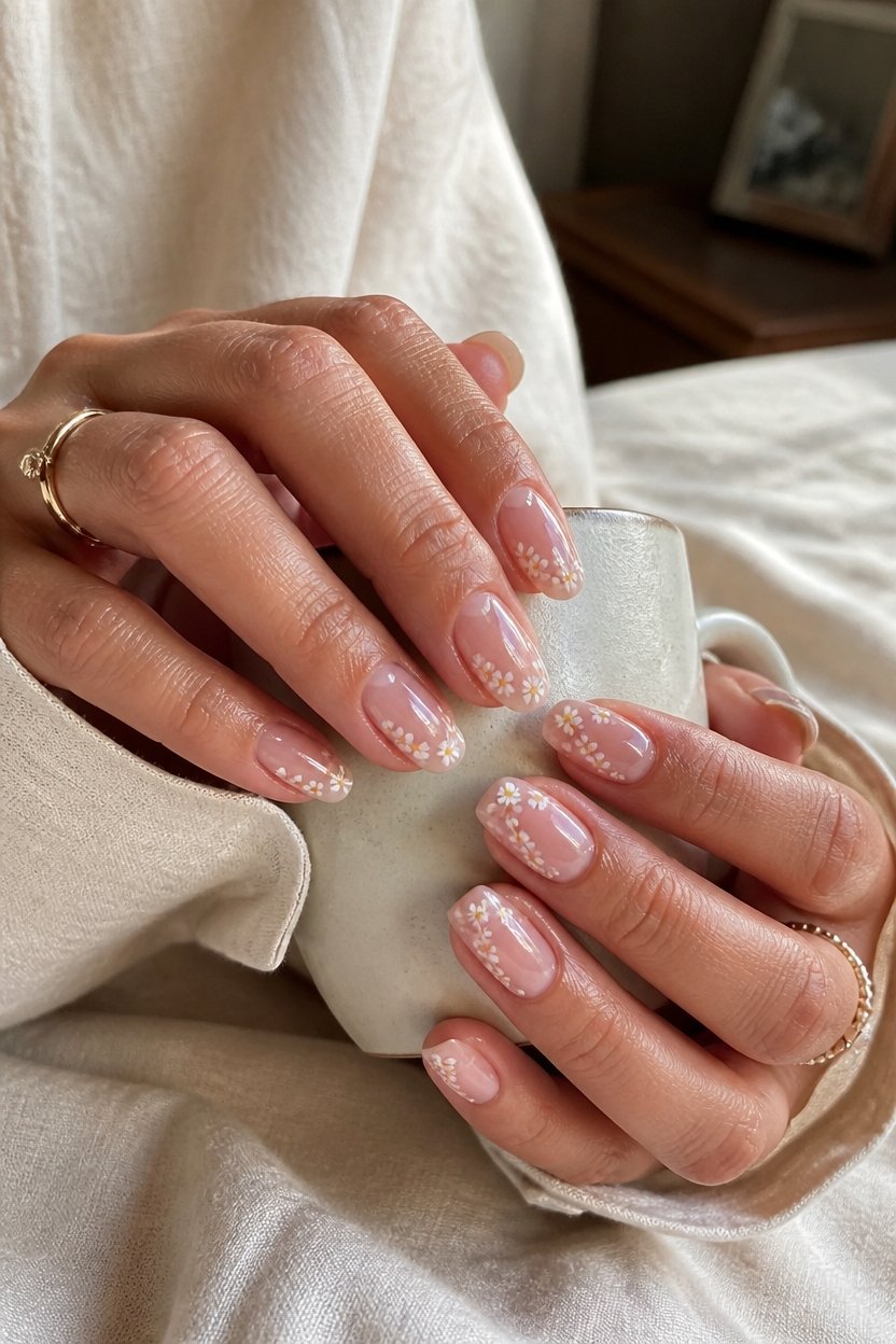 delicate floral nail art