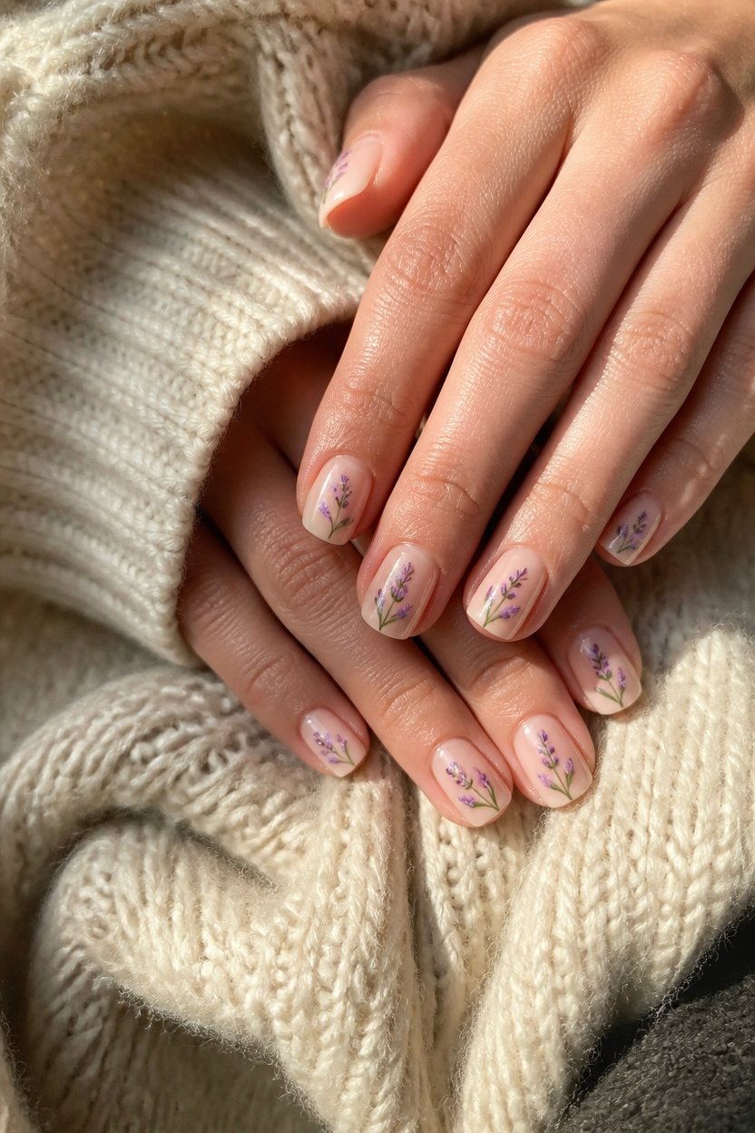 delicate lavender on nude