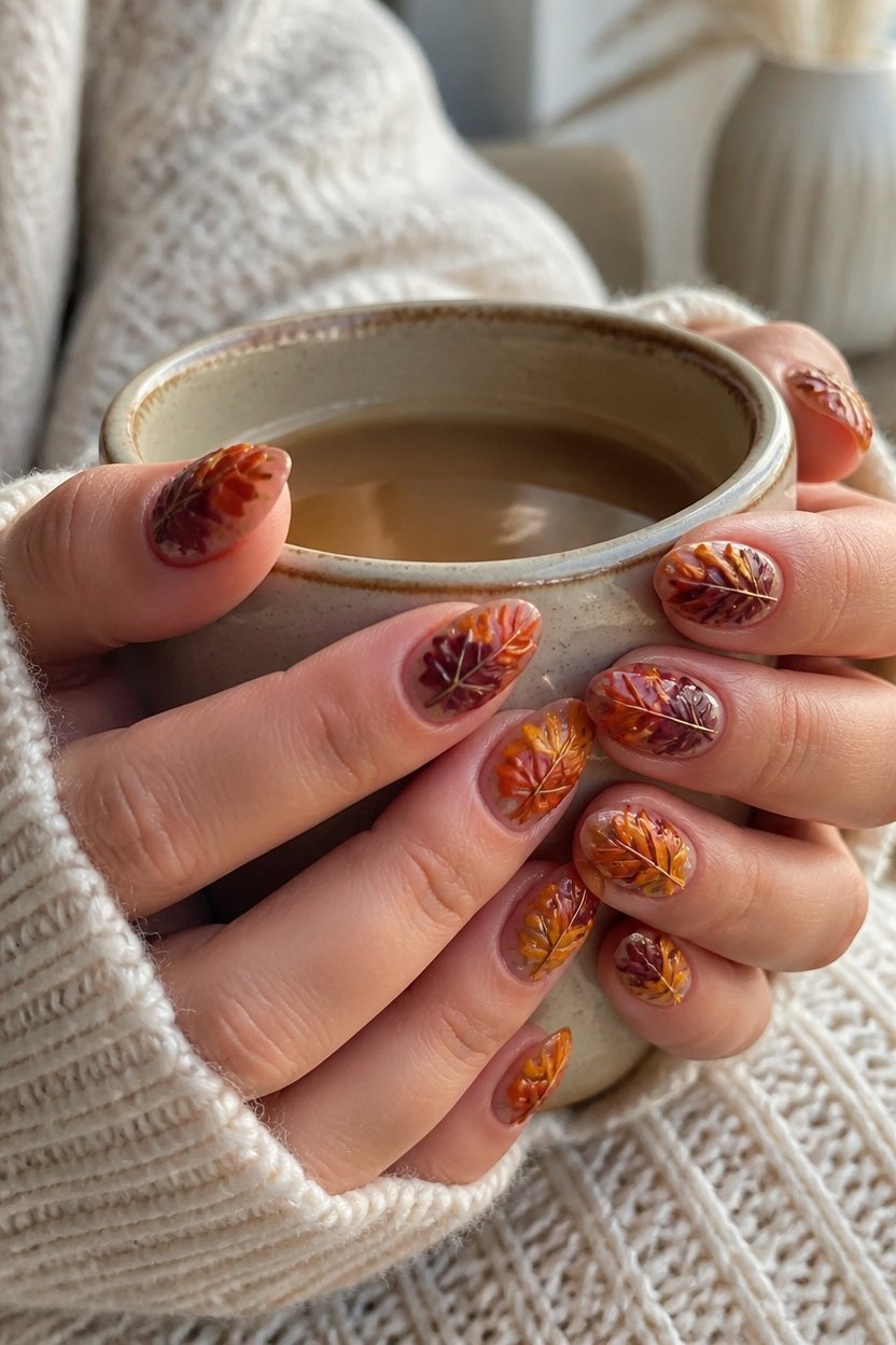 dimensional textured leaf designs