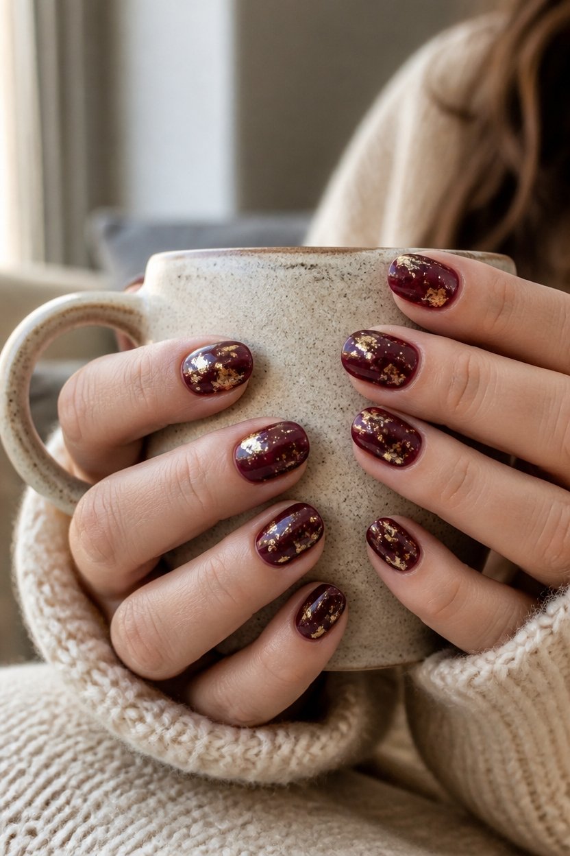 dramatic foil accented burgundy