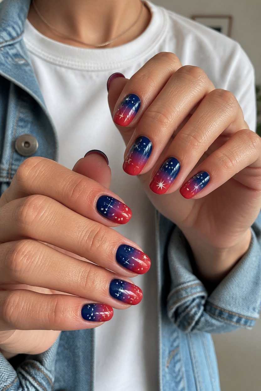 dreamy patriotic gradient nails