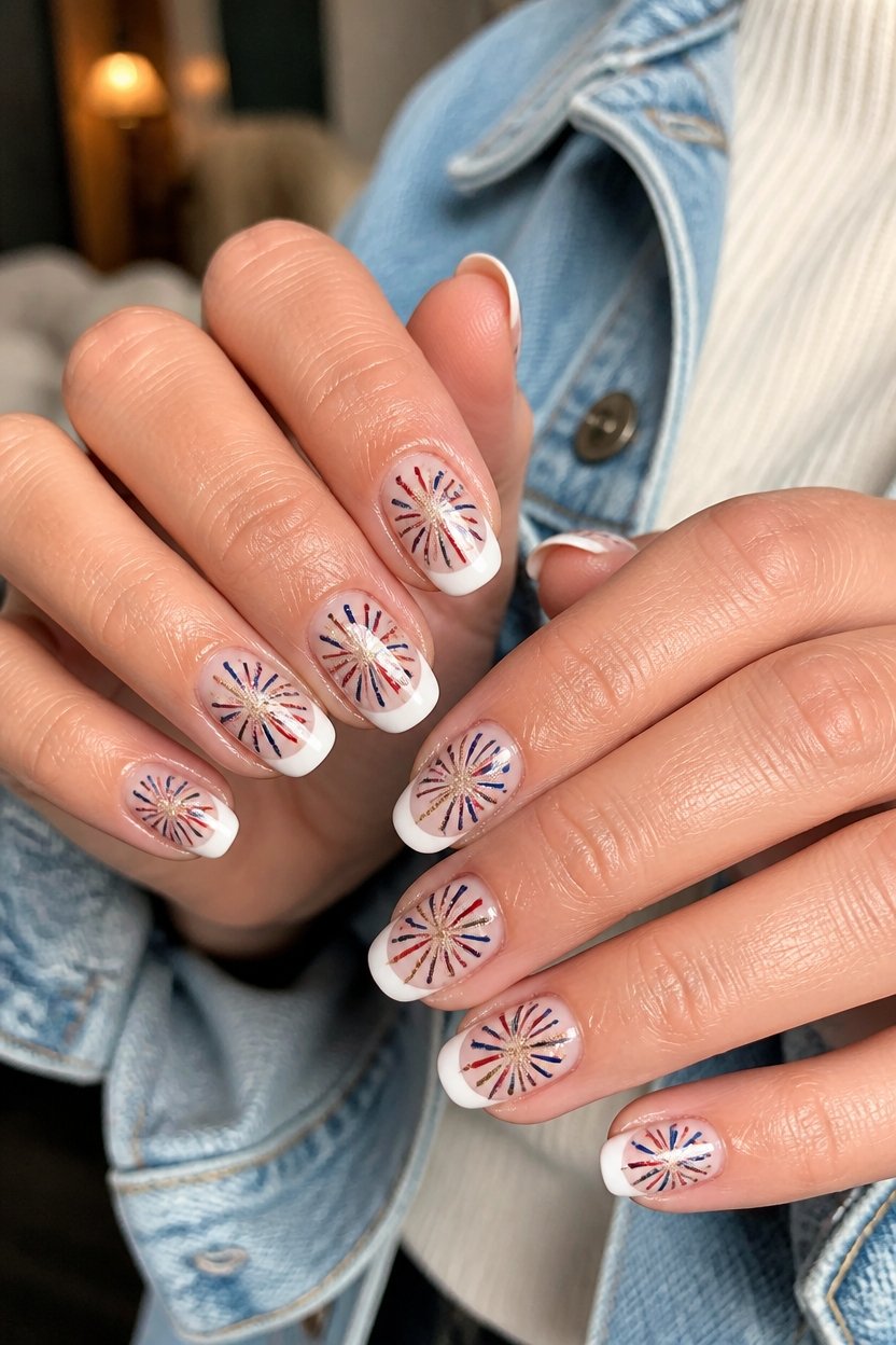 dynamic fireworks nail design