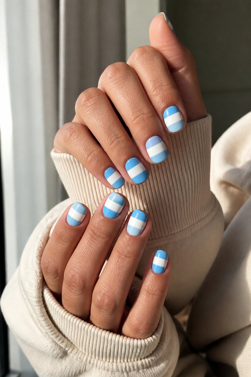 elegant argentina flag nails