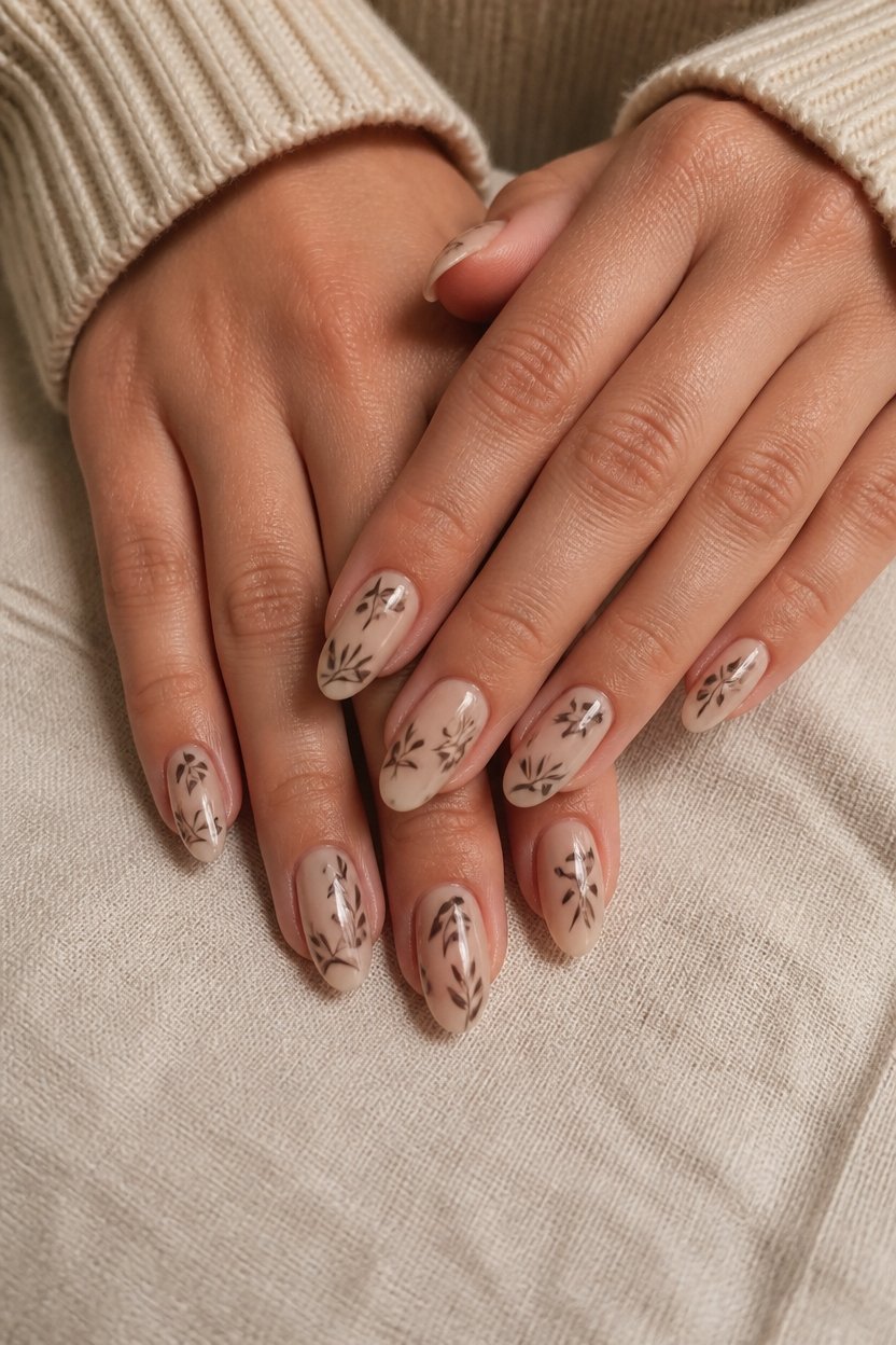 elegant autumn leaf nails