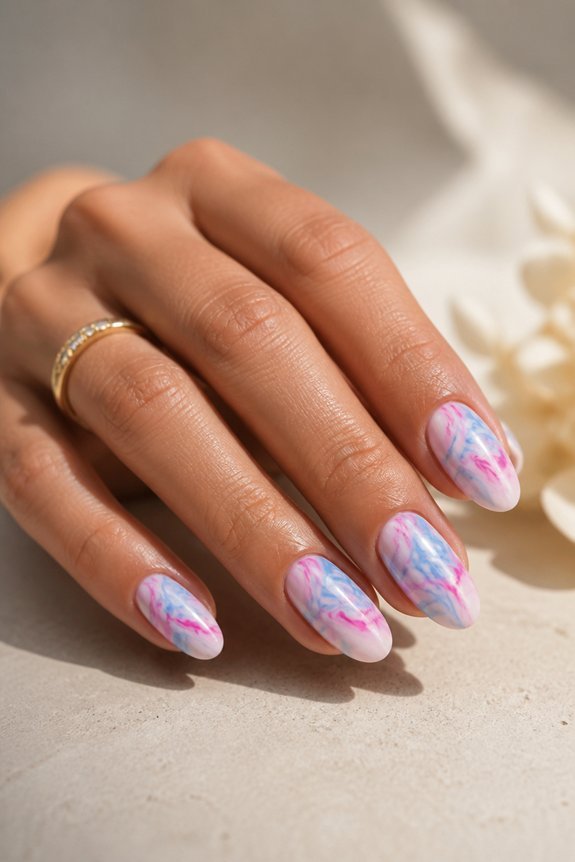 elegant blue pink veining design