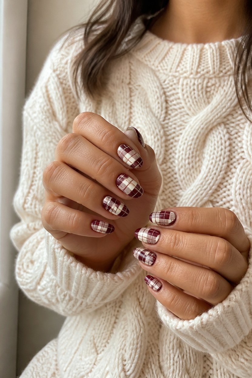 elegant burgundy cream tartans
