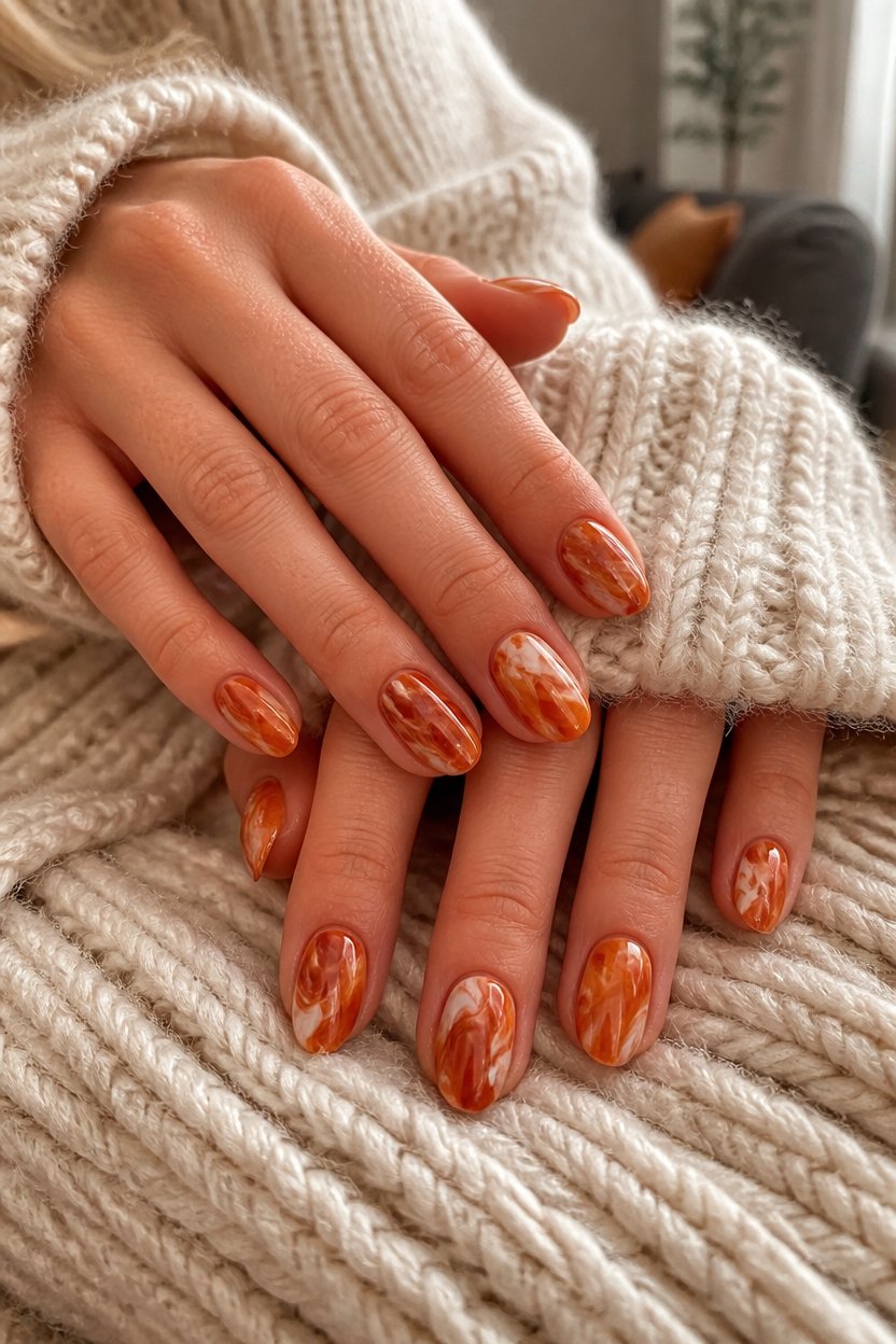 elegant burnt orange marbling