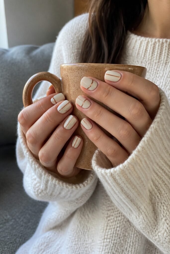 elegant copper cream nails